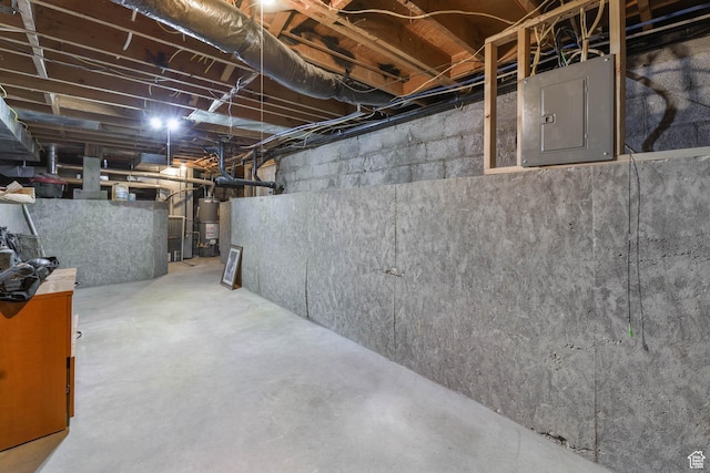4281 W 5780 S, Salt Lake City, UT 84118 - unfinished basement featuring electric panel and secured water heater