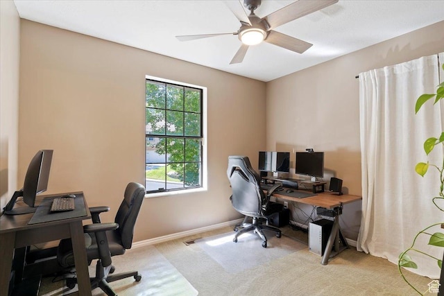 5791 S Oakwood Dr W, South Ogden, UT 84405 - carpeted office featuring baseboards and ceiling fan