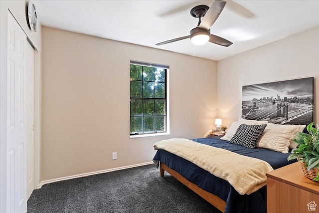 5791 S Oakwood Dr W, South Ogden, UT 84405 - carpeted bedroom with a closet and a ceiling fan