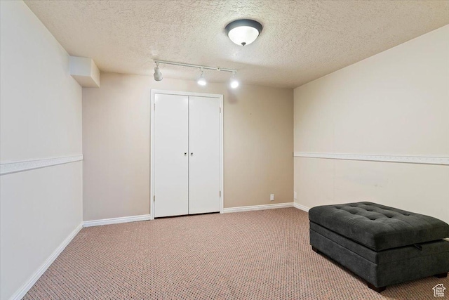 5791 S Oakwood Dr W, South Ogden, UT 84405 - unfurnished room featuring carpet, rail lighting, and a textured ceiling