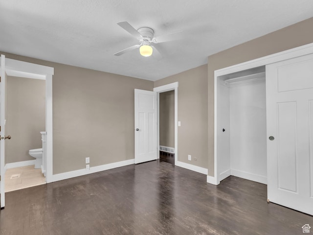 787 E Casa Blanco Cir, Midvale, UT 84047 - unfurnished bedroom with wood finished floors, a closet, ceiling fan, and ensuite bath