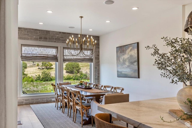 1023 W Lime Canyon Rd, Midway, UT 84049 - dining room featuring a chandelier, recessed lighting, and wood finished floors