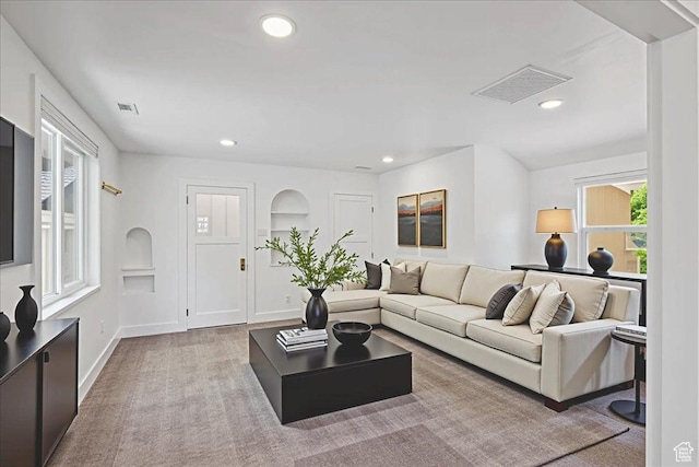 537 N Darwin St W, Salt Lake City, UT 84103 - living room featuring carpet and recessed lighting