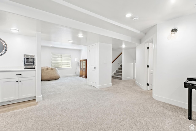 1471 S Sage Bloom Way, Saratoga Springs, UT 84045 - below grade area with stairway and light colored carpet