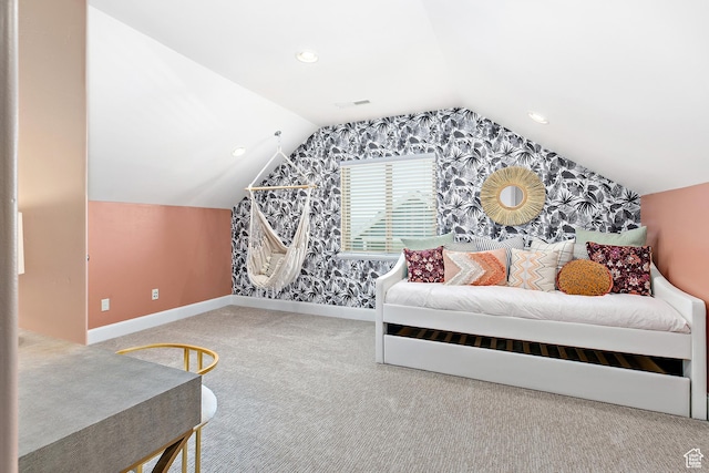 1471 S Sage Bloom Way, Saratoga Springs, UT 84045 - carpeted bedroom featuring baseboards and vaulted ceiling