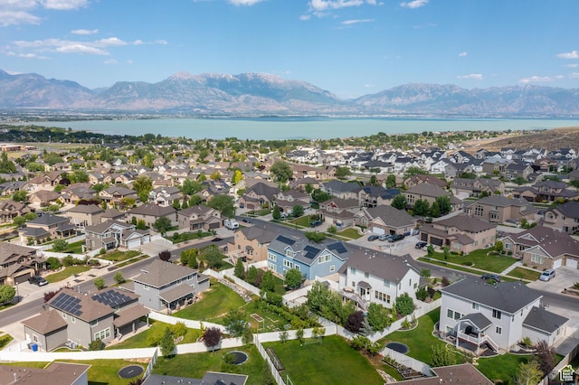 1471 S Sage Bloom Way, Saratoga Springs, UT 84045 - aerial view of residential area featuring a water and mountain view