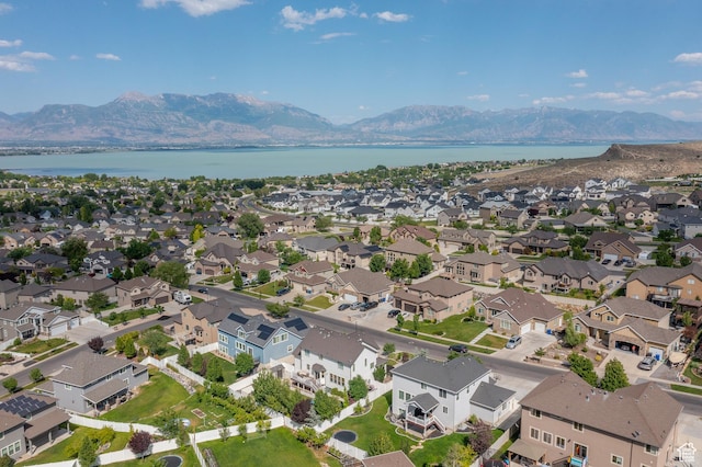 1471 S Sage Bloom Way, Saratoga Springs, UT 84045 - aerial view of property and surrounding area with a water and mountain view and nearby suburban area