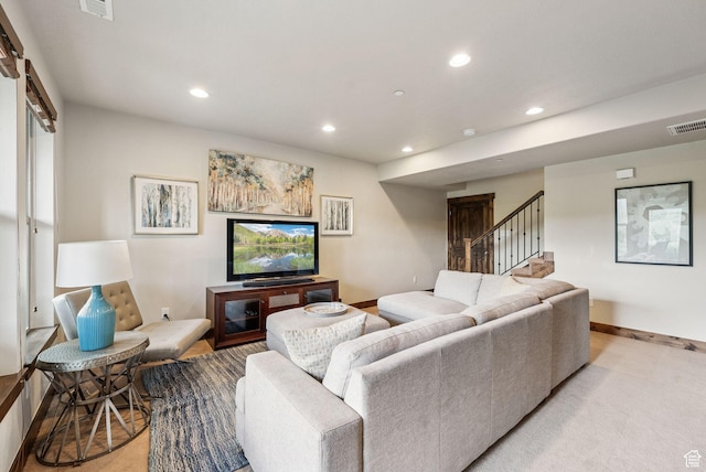 1046 W Abigail Dr, Heber City, UT 84032 - living area with recessed lighting and stairway