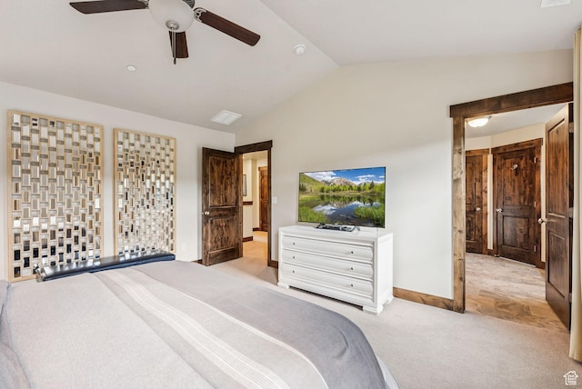 1046 W Abigail Dr, Heber City, UT 84032 - carpeted bedroom featuring lofted ceiling and ceiling fan