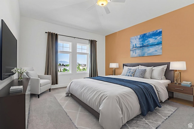 5005 N Edgewood Dr W Unit 301, Provo, UT 84604 - bedroom with light colored carpet and ceiling fan