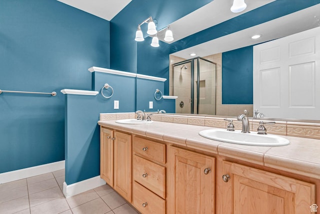 5005 N Edgewood Dr W Unit 301, Provo, UT 84604 - full bath featuring a shower stall, tile patterned flooring, and double vanity
