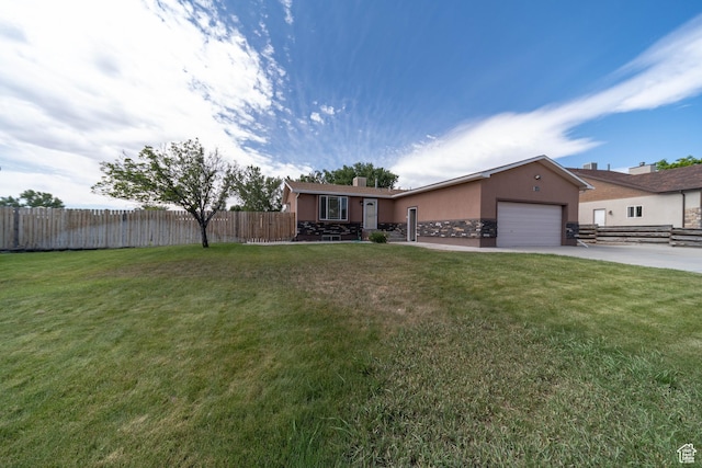 685 W 2550 S, Price, UT 84501 - ranch-style house with stucco siding, a garage, driveway, and a chimney
