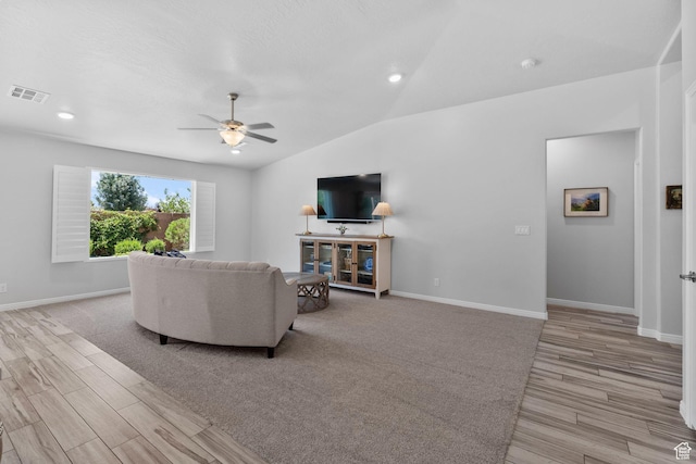 902 E 3950 S, Washington, UT 84780 - living area with a ceiling fan, light wood-style floors, lofted ceiling, and recessed lighting