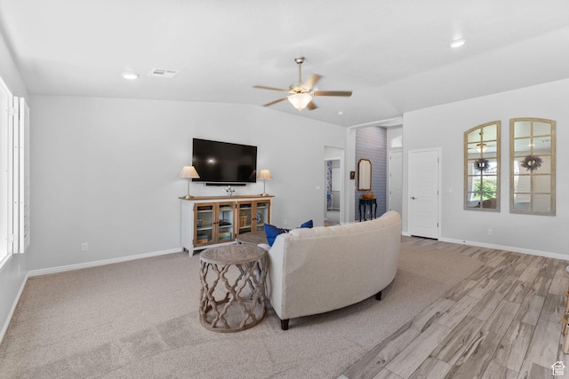 902 E 3950 S, Washington, UT 84780 - living area featuring a ceiling fan, vaulted ceiling, and light wood finished floors