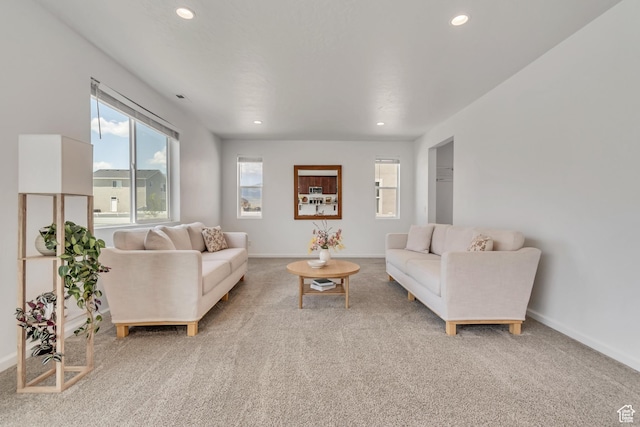 5451 N Yeager Ln, Eagle Mountain, UT 84005 - living area featuring light carpet and recessed lighting