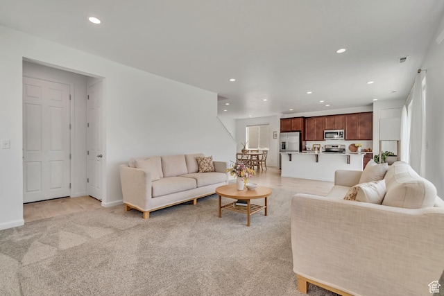 5451 N Yeager Ln, Eagle Mountain, UT 84005 - living area with recessed lighting and light carpet