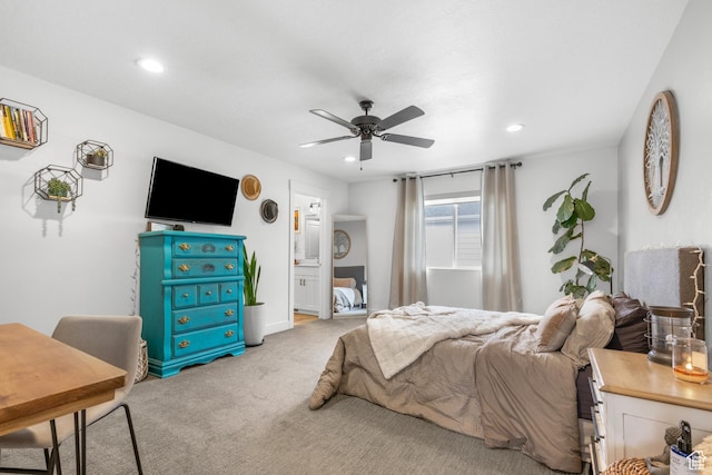 2122 W 1745th Ct S, West Haven, UT 84401 - carpeted bedroom featuring recessed lighting, a ceiling fan, and ensuite bath