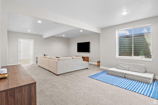 2245 W 800 S, Layton, UT 84041 - living area with recessed lighting, carpet, and beam ceiling