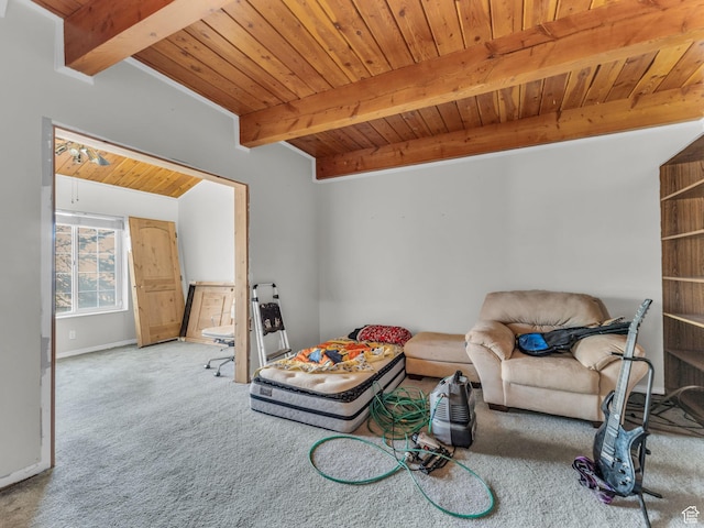 11551 S Woodhampton Dr E, Sandy, UT 84092 - carpeted living area featuring a wooden ceiling with exposed beams and baseboards