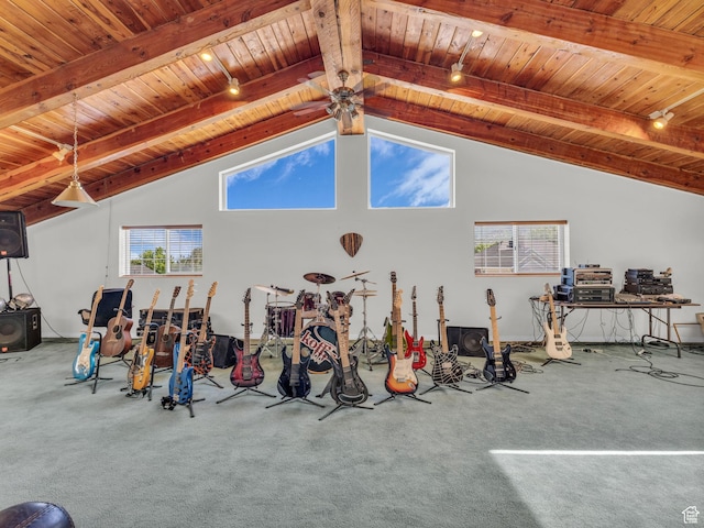 11551 S Woodhampton Dr E, Sandy, UT 84092 - garage with wood ceiling and a ceiling fan