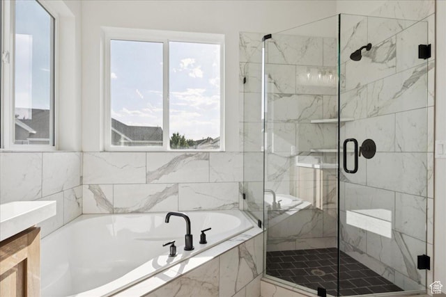 954 S Sandy Ln, Spanish Fork, UT 84660 - bathroom featuring a bath and a marble finish shower