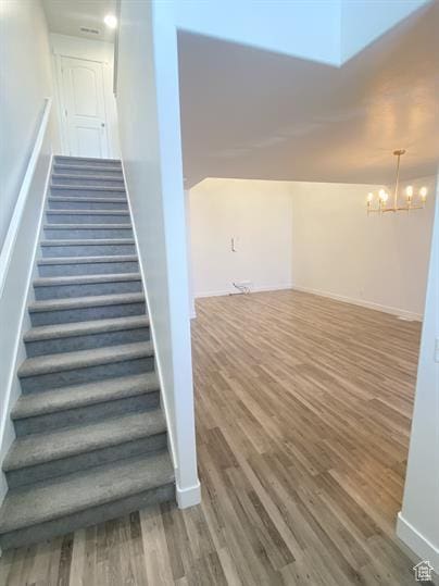 3985 W 1960 N, Lehi, UT 84043 - staircase with wood finished floors and a chandelier
