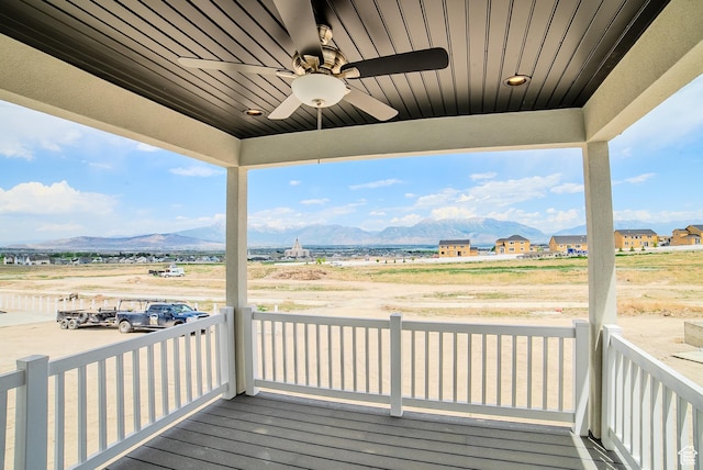 1272 S Boxelder Dr, Saratoga Springs, UT 84005 - deck with a mountain view and a ceiling fan