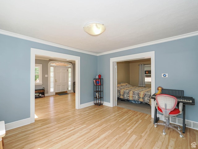 1527 E Princeton Ave S, Salt Lake City, UT 84105 - bedroom featuring light wood-style floors and ornamental molding