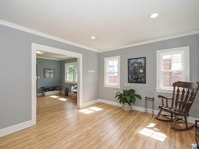 1527 E Princeton Ave S, Salt Lake City, UT 84105 - living area featuring ornamental molding, light wood-style flooring, and recessed lighting
