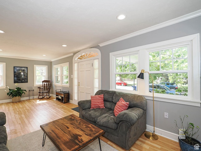 1527 E Princeton Ave S, Salt Lake City, UT 84105 - living area featuring crown molding, light wood-type flooring, and recessed lighting