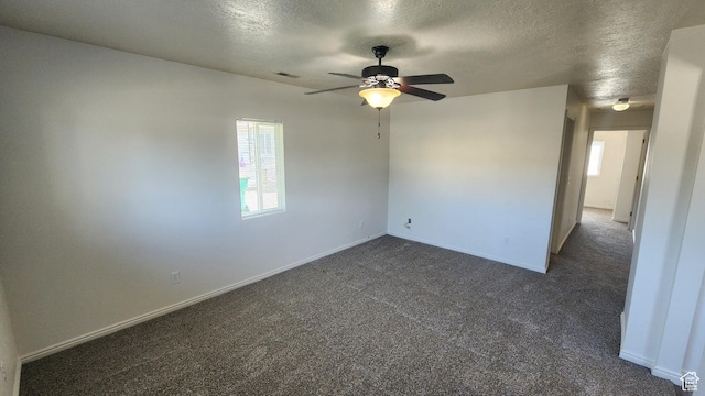 1268 N 800 W, Provo, UT 84604 - unfurnished room featuring dark colored carpet, a textured ceiling, and a ceiling fan