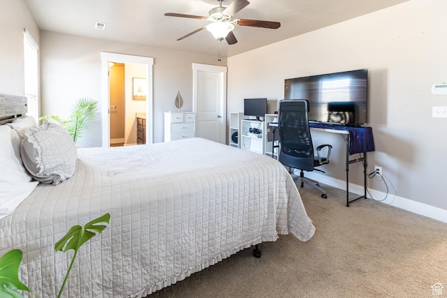 6561 S Evening Glow Ct W, West Jordan, UT 84081 - carpeted bedroom featuring a ceiling fan, ensuite bath, and a desk
