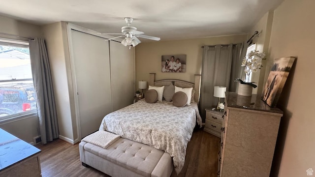 1924 E 2100 S, Salt Lake City, UT 84106 - bedroom featuring wood finished floors, a ceiling fan, and a closet