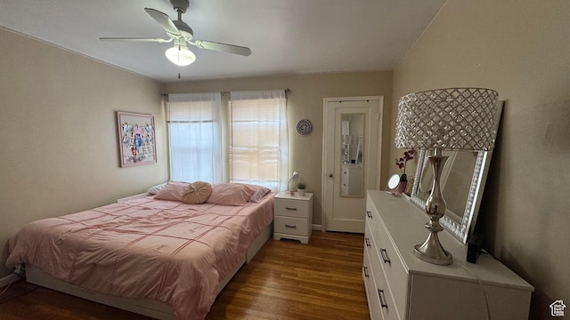1924 E 2100 S, Salt Lake City, UT 84106 - bedroom with dark wood-style flooring and ceiling fan