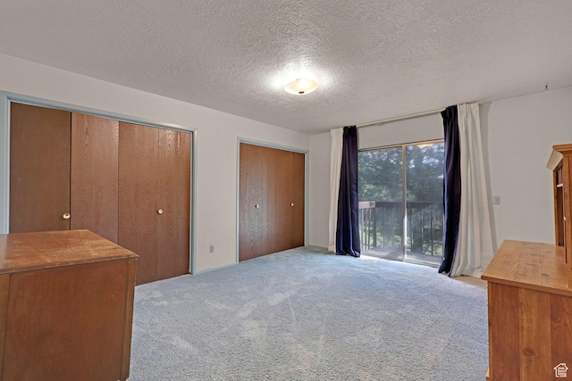 597 W Brookshire Dr, Ogden, UT 84405 - unfurnished bedroom featuring access to outside, carpet, multiple closets, and a textured ceiling