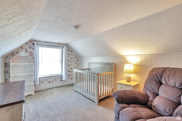 648 E 2550 N, North Ogden, UT 84414 - carpeted bedroom featuring a textured ceiling and lofted ceiling