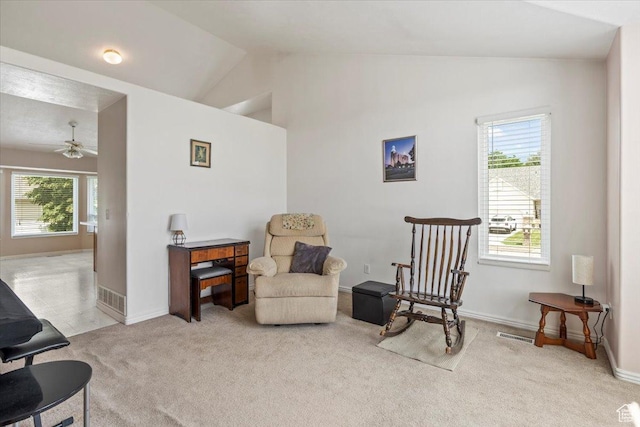 1014 W 4150 S, Riverdale, UT 84405 - sitting room with carpet, lofted ceiling, and ceiling fan