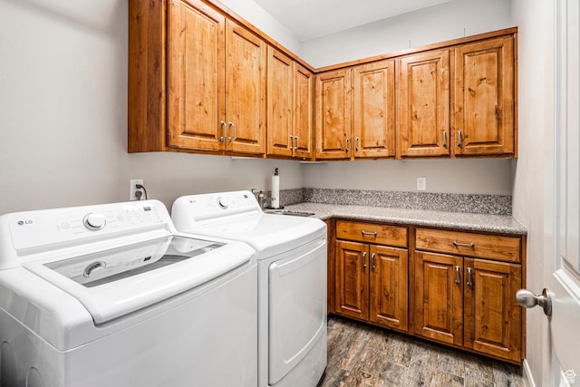 93 E 700 N, La Verkin, UT 84745 - washroom featuring independent washer and dryer, cabinet space, and dark wood finished floors