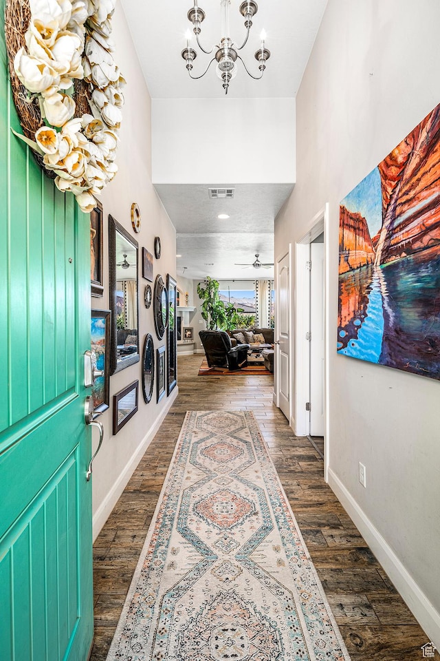 93 E 700 N, La Verkin, UT 84745 - foyer featuring dark wood-style floors and a chandelier