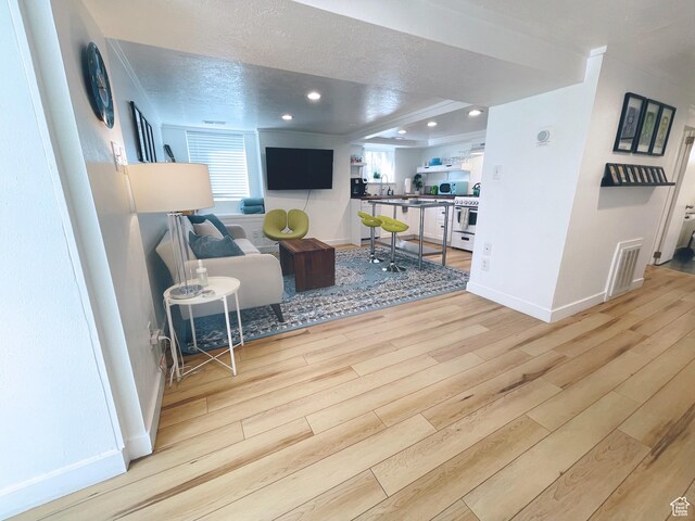 22 W 300 N, Salt Lake City, UT 84103 - living area with light wood-type flooring, recessed lighting, and a textured ceiling