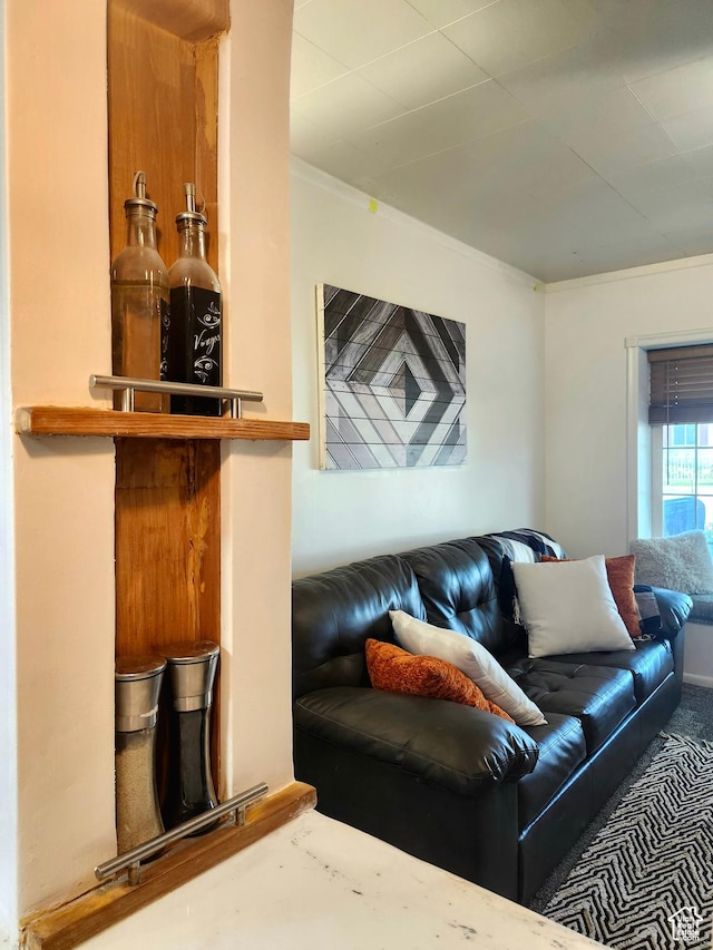 280 E Franklin St S, Ogden, UT 84401 - living room featuring carpet floors and crown molding
