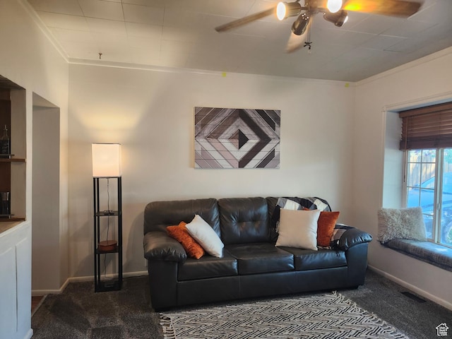 280 E Franklin St S, Ogden, UT 84401 - carpeted living area featuring ceiling fan and baseboards