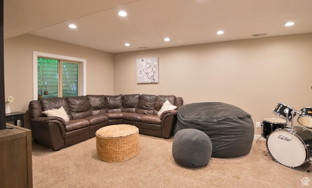 3319 N Falcon Way, Layton, UT 84040 - living room featuring carpet flooring and recessed lighting