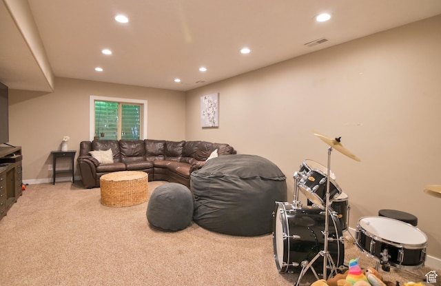 3319 N Falcon Way, Layton, UT 84040 - living room featuring recessed lighting and carpet