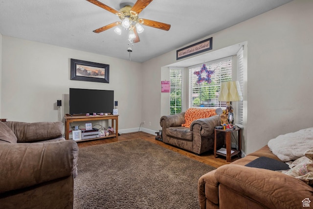 44 S 1000 E, Springville, UT 84663 - living room featuring wood finished floors and ceiling fan