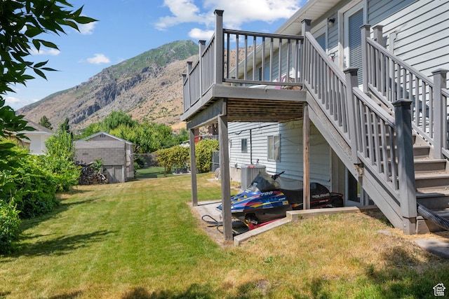 44 S 1000 E, Springville, UT 84663 - view of grassy yard featuring stairway and a deck with mountain view