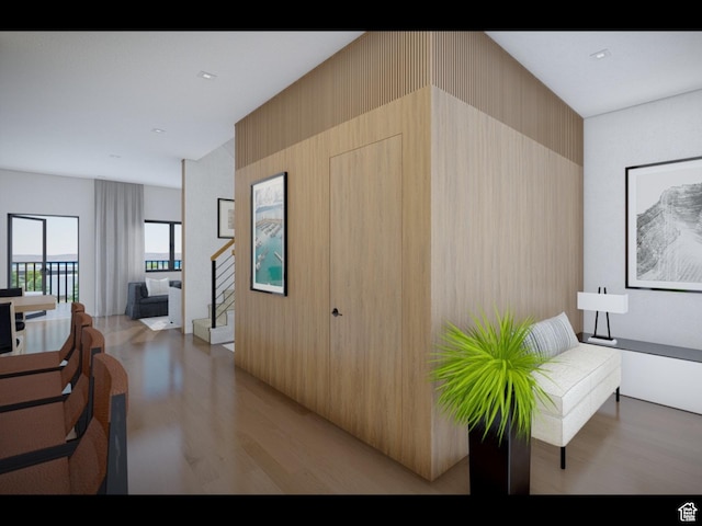 0, Garden City, UT 84028 - hall featuring light wood-type flooring and stairs