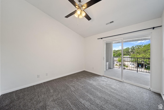 3807 S River Run Way Unit 3, Salt Lake City, UT 84119 - empty room with lofted ceiling, carpet flooring, and ceiling fan