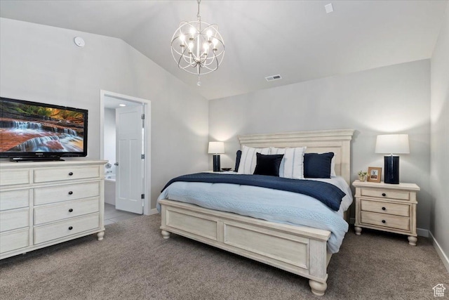5057 W Bowstring Way S, South Jordan, UT 84009 - carpeted bedroom featuring vaulted ceiling and a chandelier