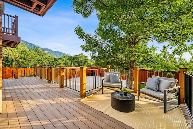 8816 S Alpen Way E, Cottonwood Heights, UT 84121 - wooden deck featuring a mountain view and outdoor lounge area